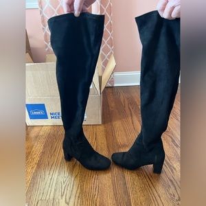Over the knee black suede boots